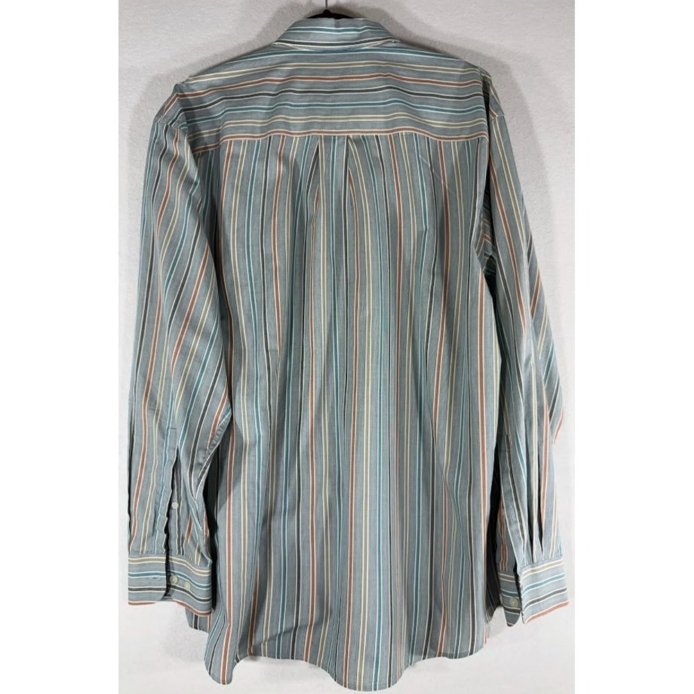 Allen Flusser Shirt Men Large Multicolor Striped 100% Cotton Button Down Pocket - Picture 2 of 13